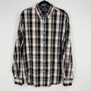 Nordstrom Trim Fit Long Sleeve Plaid Collared Button Down Dress Shirt Mens